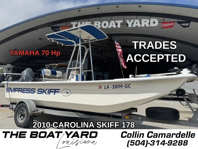 Slide: The Image of 2010 Carolina Skiff DLV 178 with Yamaha 70 Hp engine at The Boat Yard. - 1