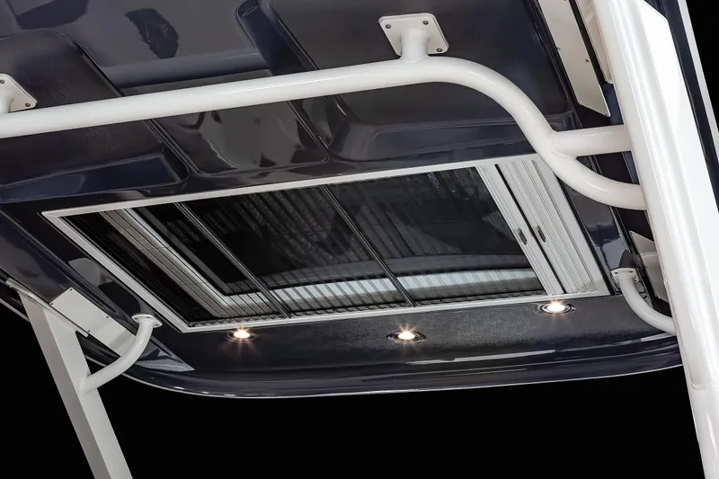 Slide: The Image of 2025 Chaparral 280 OSX boat roof with integrated lighting and sleek design. - 30