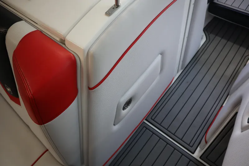 Slide: The Image of 2018 Nautique Super Air Nautique G25 interior with red and white upholstery. - 10