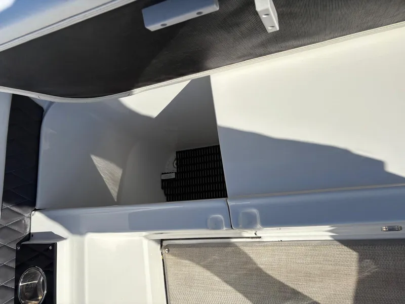 Slide: The Image of 2022 Monterey 385 Super Express interior storage compartment with sleek design and modern finish. - 9