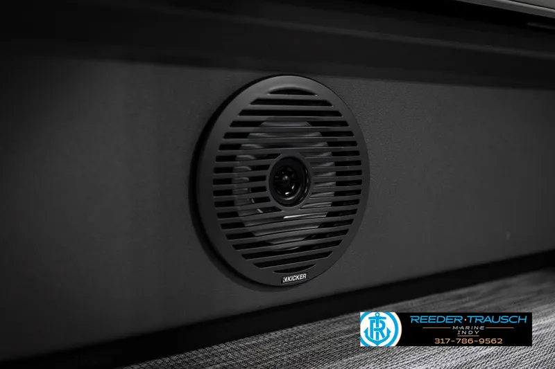 Slide: The Image of 2025 Bennington 22 SSB boat speaker with Reeder-Trausch branding. - 41