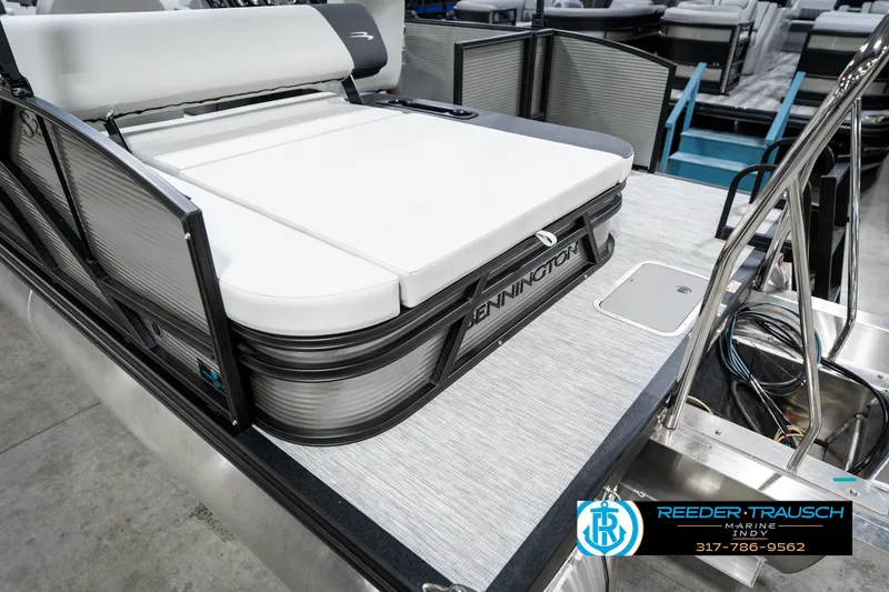 Slide: The Image of 2025 Bennington 22 SSB boat with sleek seating and modern design. - 45