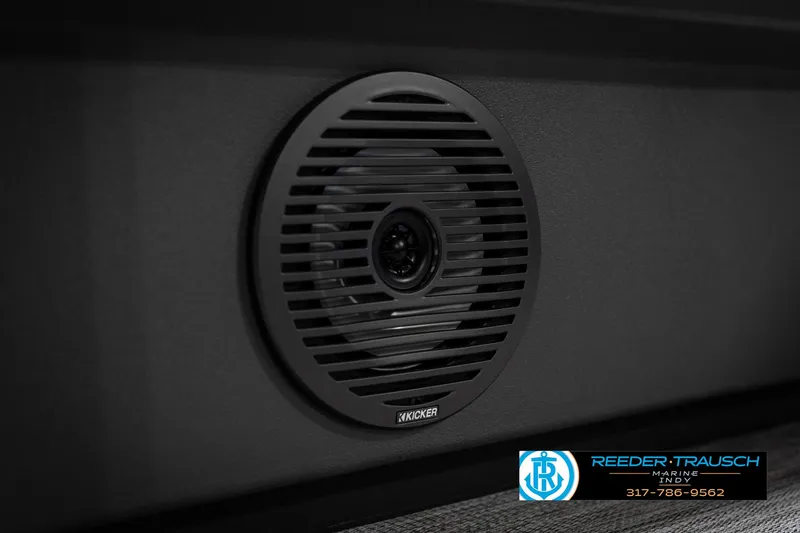Slide: The Image of Speaker detail on 2025 Bennington 22 SSR boat, featuring Kicker audio system. - 38