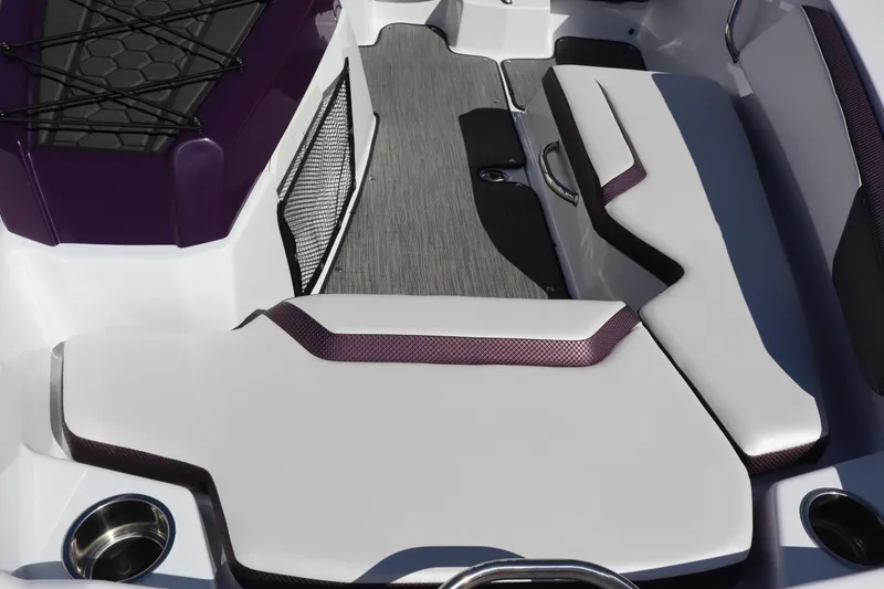 Slide: The Image of 2023 Scarab 165 ID boat interior with sleek seating and modern design elements. - 12