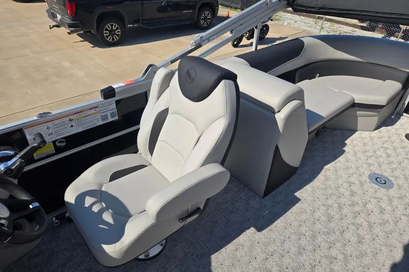 Slide: The Image of Luxurious seating on the 2025 South Bay 224RS LE pontoon boat, showcasing modern design. - 6