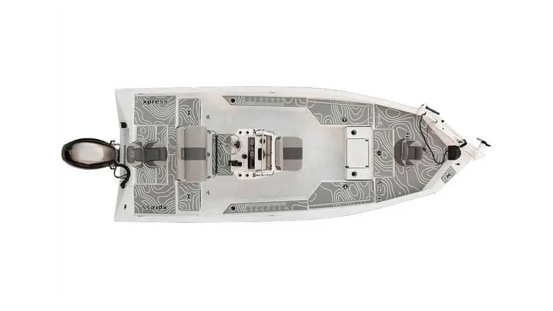 Slide: The Image of Top view of 2023 Express H22B boat with detailed deck design. - 11