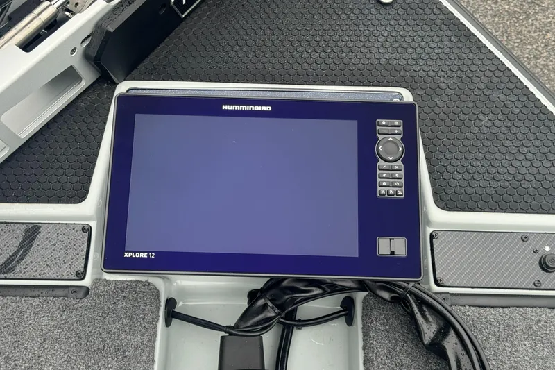Slide: The Image of Humminbird Xplore 12 fishfinder on Phoenix 721 ZXL boat dashboard, 2025 model. - 5
