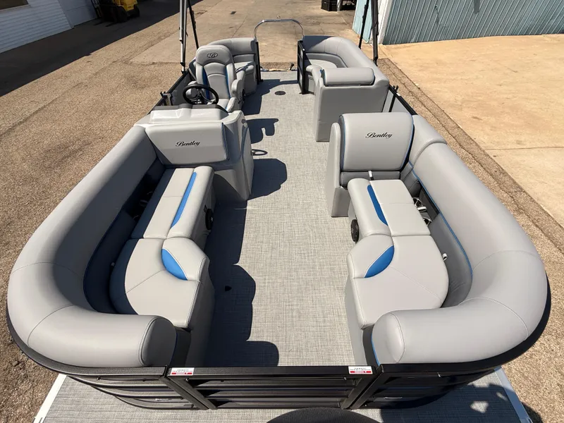 Slide: The Image of 2025 Bentley Pontoons Bolt 223 with spacious seating and modern design. - 8