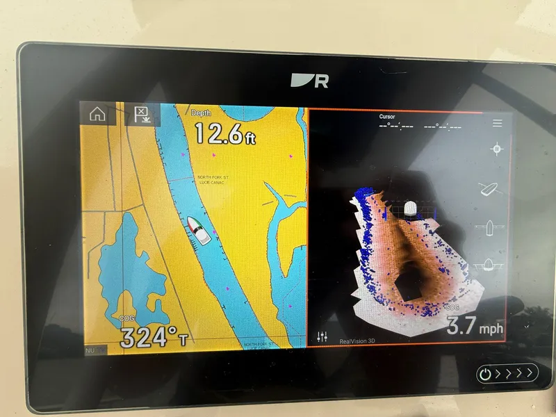 Slide: The Image of Navigation display on 2022 Boston Whaler 210 Montauk showing depth and speed. - 17