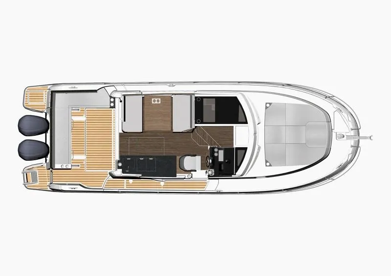 Slide: The Image of Top view of 2025 Jeanneau NC1095 Coupe boat layout with twin engines. - 20