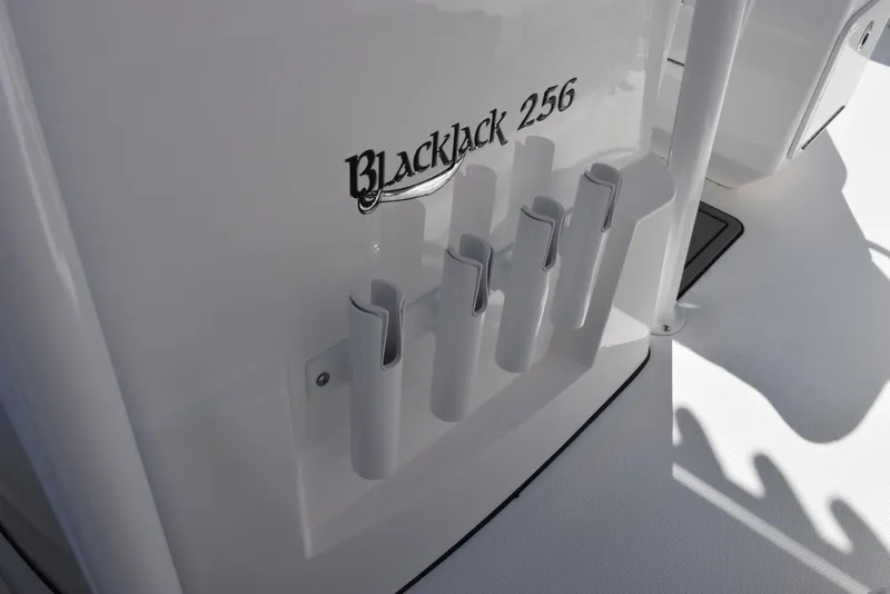Slide: The Image of 2025 BlackJack 256 Coastal boat with rod holders and sleek design. - 19
