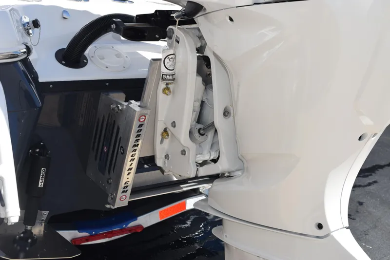 Slide: The Image of Outboard motor of 2025 BlackJack 256 Coastal boat, showcasing engine mount details. - 6