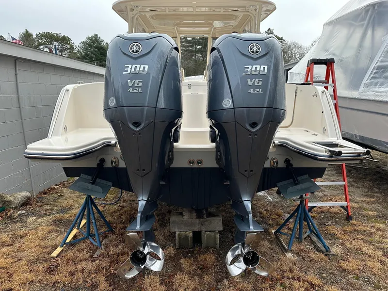 Slide: The Image of 2022 Grady-White 325 Freedom with twin Yamaha 300 V6 outboard engines. - 1