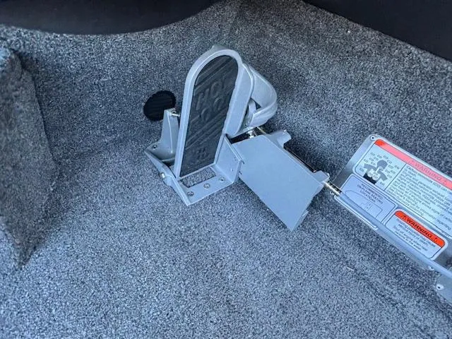 Slide: The Image of 2024 Tracker Pro Team 195 TXW Tournament Edition boat pedal and control panel. - 11