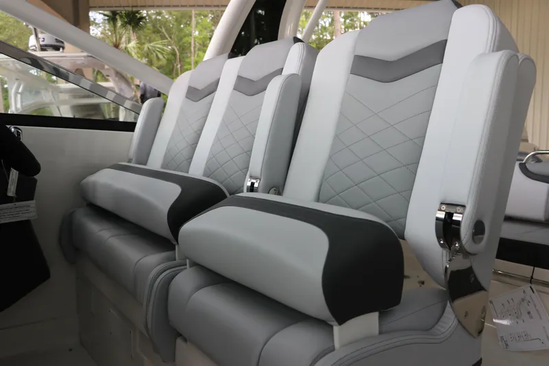 Slide: The Image of 2025 Chaparral 280 OSX boat seats with modern design and luxurious upholstery. - 27