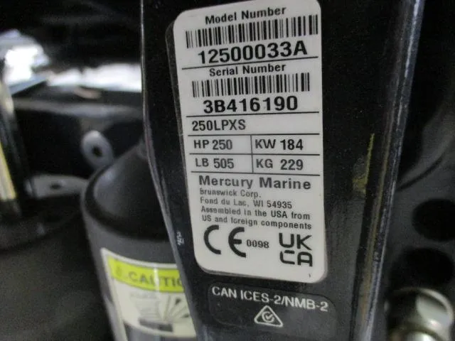 Slide: The Image of Label on Mercury Marine engine showing model, serial number, and specifications for Nitro Z20, 2024. - 18