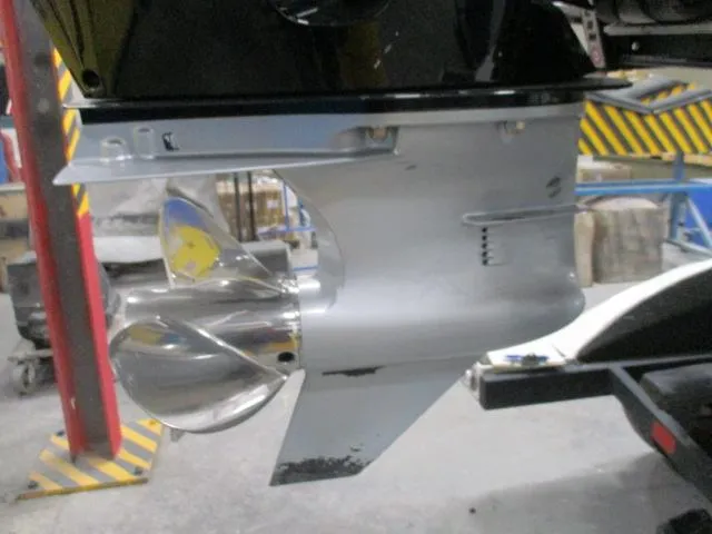 Slide: The Image of 2024 Nitro Z20 boat propeller in a workshop setting. - 11