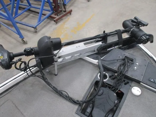 Slide: The Image of 2024 Nitro Z20 boat with Minn Kota trolling motor on deck. - 15