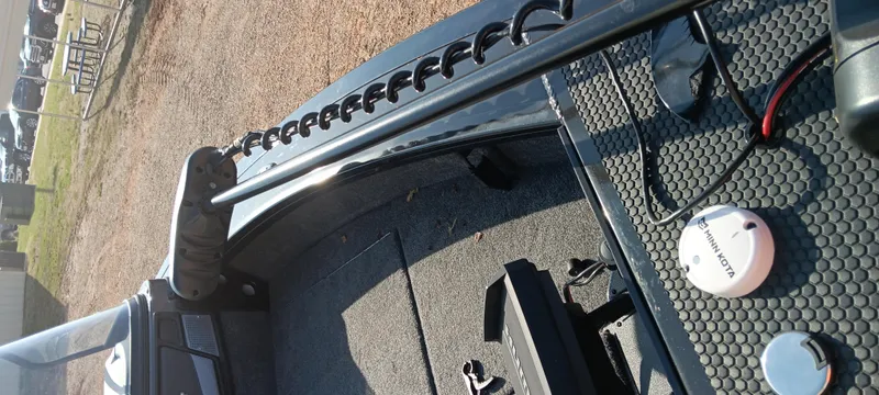 Slide: The Image of 2025 Ranger VX1888 WT boat interior with advanced fishing equipment and controls. - 12