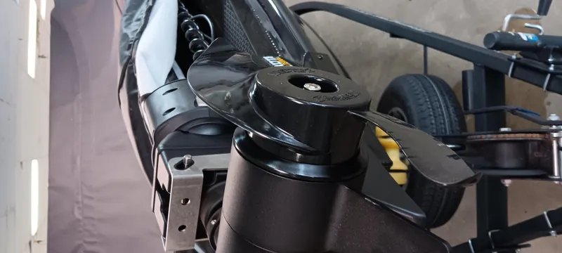 Slide: The Image of 2025 Ranger VX1888 WT boat motor and propeller on trailer. - 18