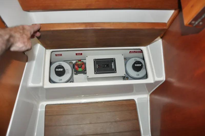 Slide: The Image of Electrical panel in a 2005 True North 33 boat interior. - 32