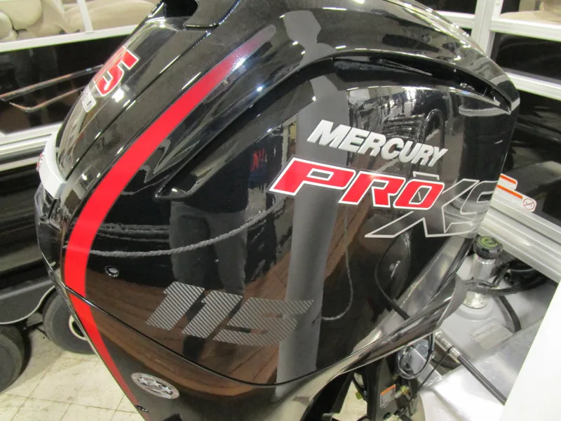 Slide: The Image of Mercury Pro XS 115 outboard motor on 2025 Sun Tracker Sport Fish 22 boat. - 11