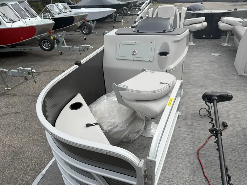 Slide: The Image of 2022 Godfrey Sweetwater 1886 FX pontoon boat with seating and fishing equipment. - 7