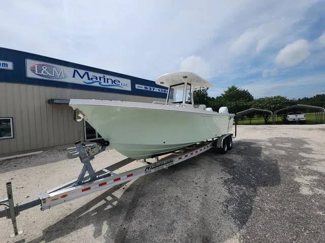 Slide: The Image of 2025 Parker 2600 CC boat on trailer at I&M Marine dealership. - 3