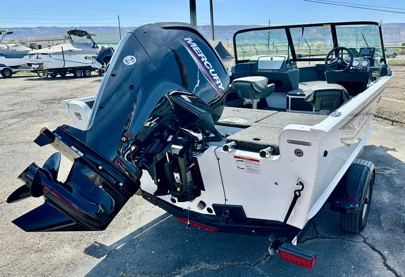 Slide: The Image of 2025 Lund 1775 Adventure Sport boat with a powerful Mercury outboard motor. - 4