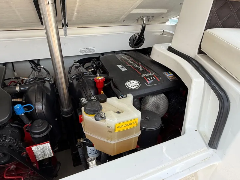 Slide: The Image of Engine compartment of a 2015 Cobalt 302 boat with Volvo Penta V8 engine. - 23