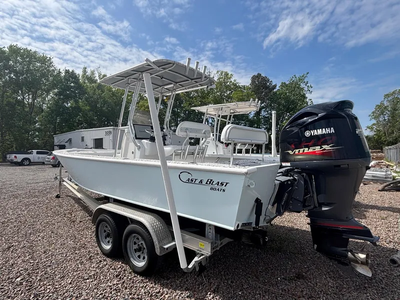 Slide: The Image of 2018 Cast & Blast 22 Kings Bay boat with Yamaha outboard motor on trailer. - 3
