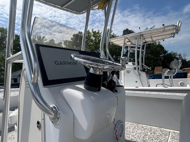 Slide: The Image of Center console of 2018 Cast & Blast 22 Kings Bay boat with Garmin display. - 7