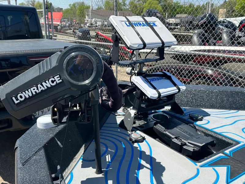 Slide: The Image of 2021 Xpress X19 Pro boat with Lowrance electronics, featuring advanced navigation and fish-finding technology. - 14