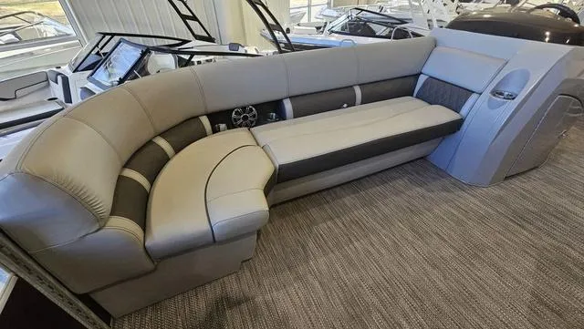 Slide: The Image of Luxurious seating in a 2020 Bennington SX 23 Premium boat, showcasing modern design and comfort. - 16
