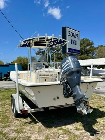 Slide: The Image of 2007 Jones Brothers 23 Bateau boat on trailer with Yamaha outboard motor. - 2