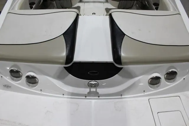 Slide: The Image of 2007 Campion Allante 545i BR boat interior with cushioned seating and speaker system. - 12