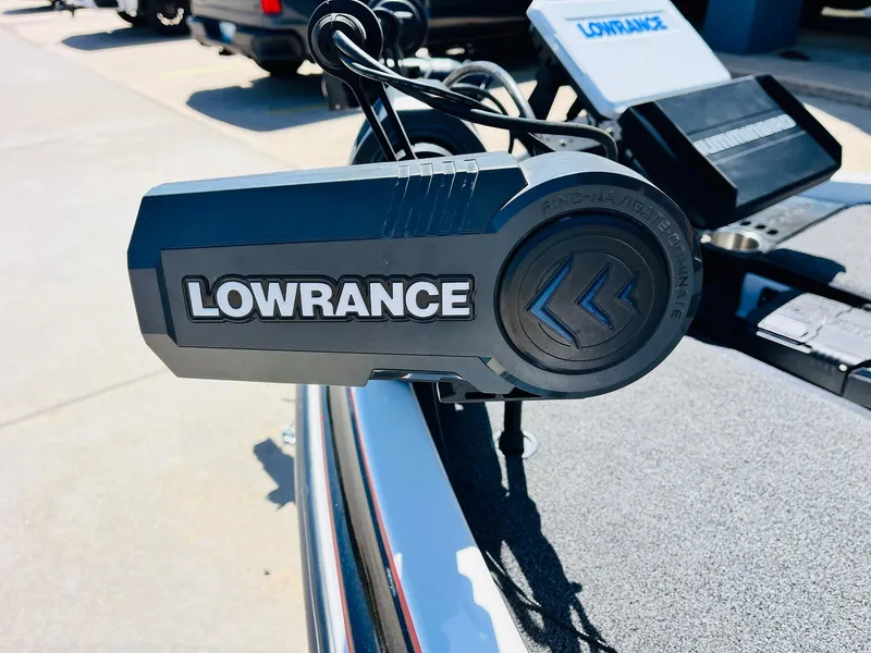 Slide: The Image of Lowrance equipment on 2022 Caymas CX 21 PRO boat, close-up view. - 14