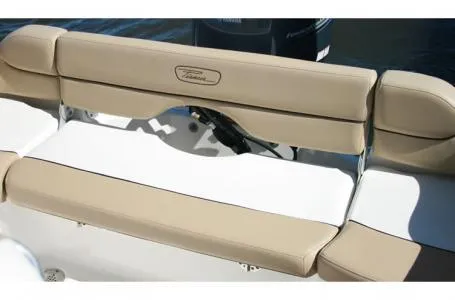 Slide: The Image of 2015 Pioneer Islander 197 boat seating with beige cushions and sleek design. - 15