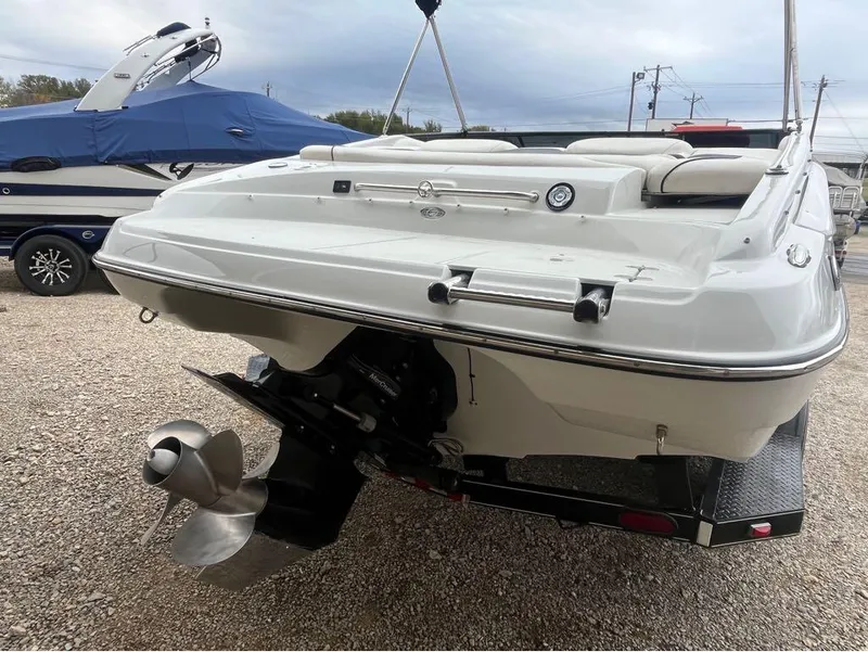 Slide: The Image of 2007 Crownline 23 SS LPX boat, rear view with propeller, on a trailer. - 4