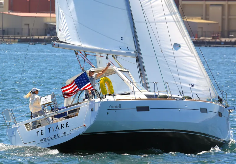 Slide: The Image of 2013 Beneteau Oceanis 41 sailboat "Te Tiare" sailing in Honolulu waters. - 0