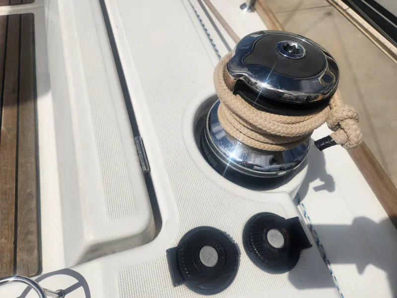 Slide: The Image of Winch and rope on 2013 Beneteau Oceanis 41 sailboat deck. - 10