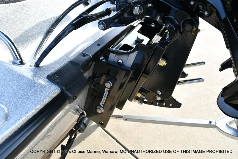 Slide: The Image of 2024 Triton 18 TRX w/200 Pro-XS boat engine mount detail. - 18