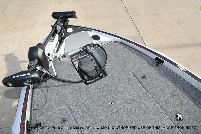 Slide: The Image of 2024 Triton 18 TRX boat deck with Minn Kota trolling motor. - 37