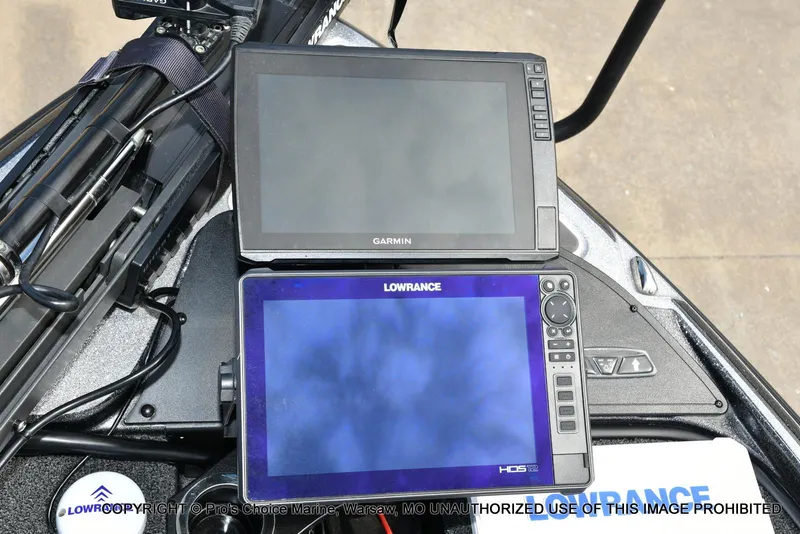 Slide: The Image of 2022 Nitro Z21 XL Pro boat with Garmin and Lowrance fish finders on the dashboard. - 4