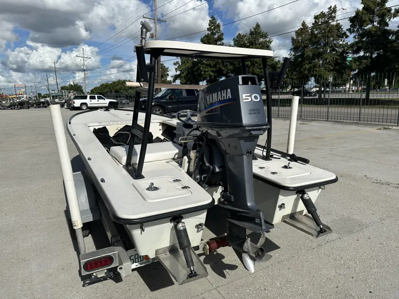 Slide: The Image of 2006 Beavertail Skiffs 16 with Yamaha 50 outboard motor on trailer. - 8