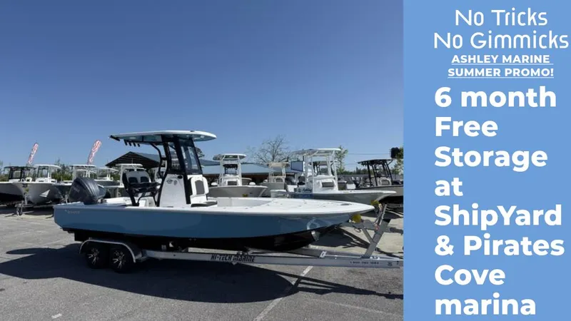 Slide: The Image of 2025 Tidewater 2410 Bay Max boat with free storage promotion at Ashley Marine. - 1