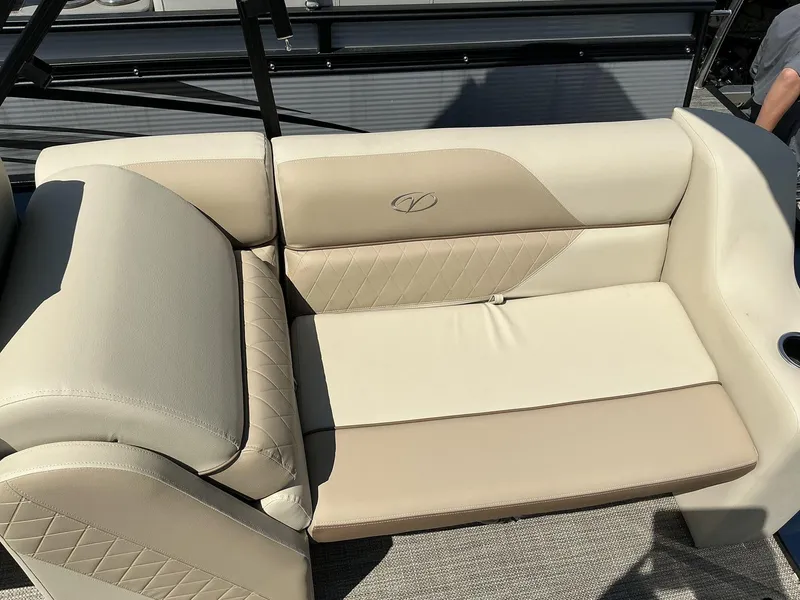 Slide: The Image of Beige and cream seating on 2025 Veranda Vista View Series boat. - 8