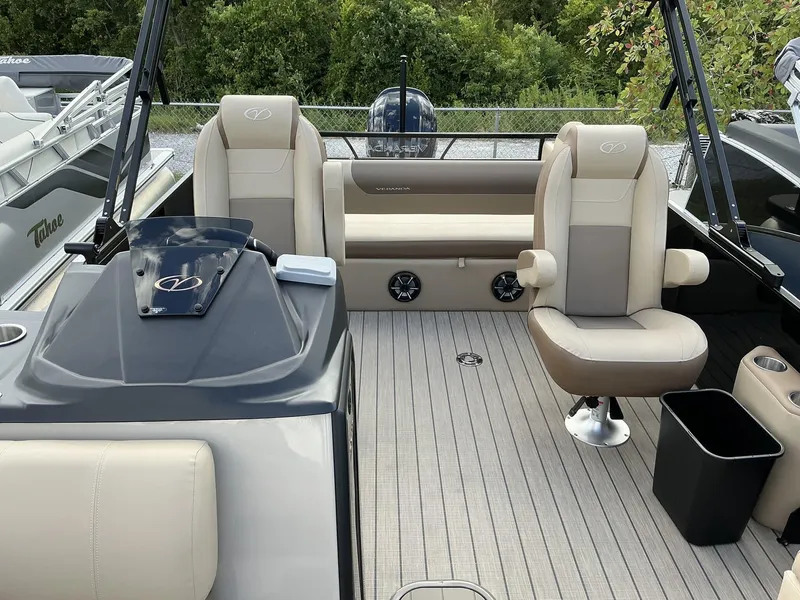 Slide: The Image of 2025 Veranda Relax Series VR22VLC boat interior with beige seating and modern design. - 5