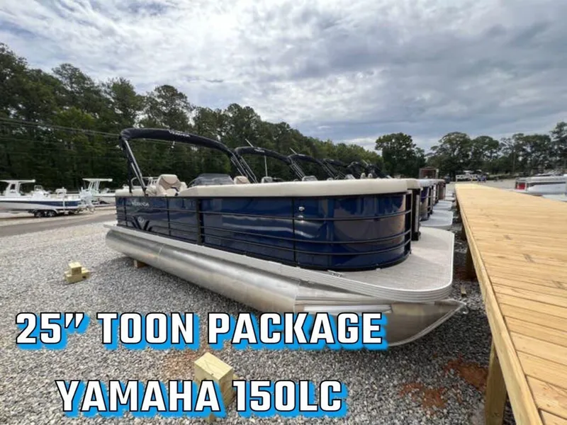 Slide: The Image of 2025 Veranda Vista View Series pontoon boat with Yamaha 150LC engine, 25" toon package. - 1