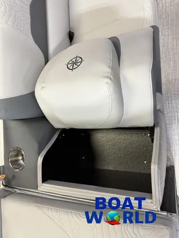 Slide: The Image of 2025 Tahoe Geofish 2385 boat seat with storage compartment and cup holder. - 39